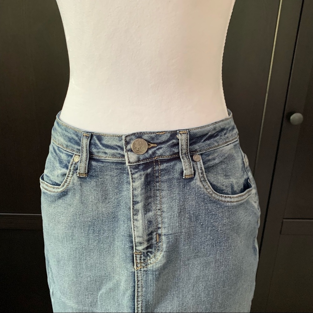 Light Wash Long Jean Skirt